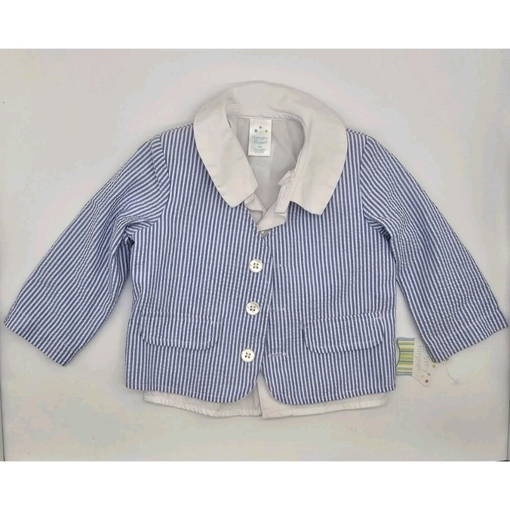 Nursery Rhyme Baby Kids Jacket Size 18 Months Blue Seersucker Blazer & Shirt
